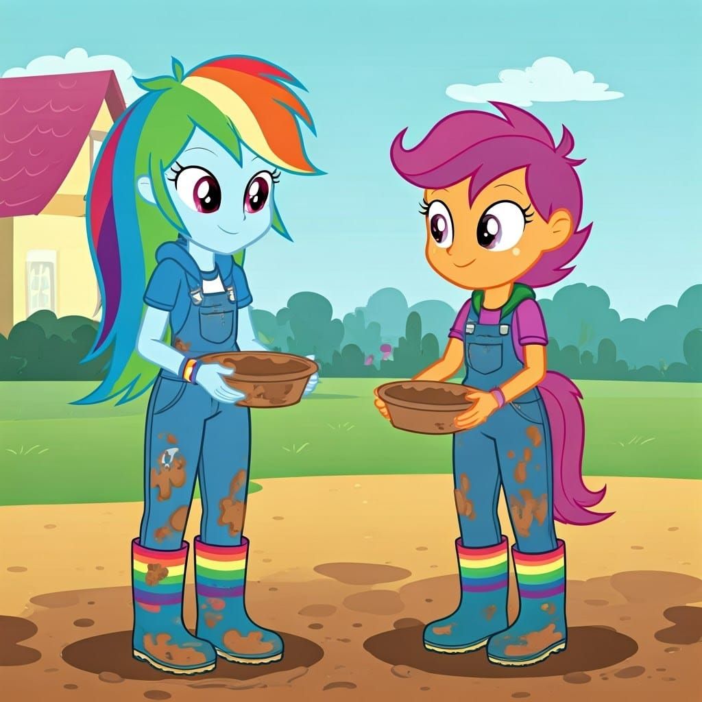 Rainbow Dash and Scootaloo Mud Pie Adventure