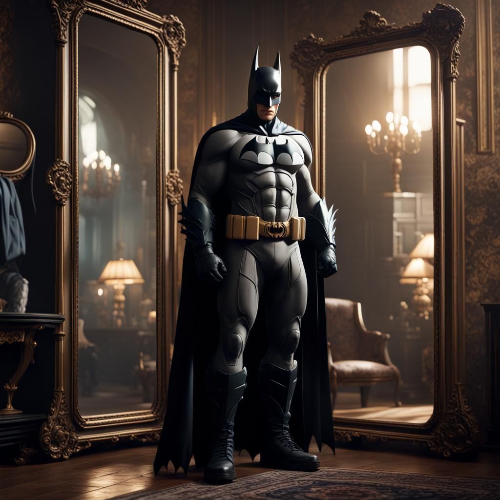 Batman Reflecting: A Hyperrealistic Matte Painting