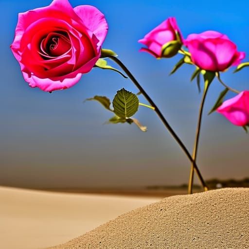 Hyperrealistic Roses Against a Dramatic Sky