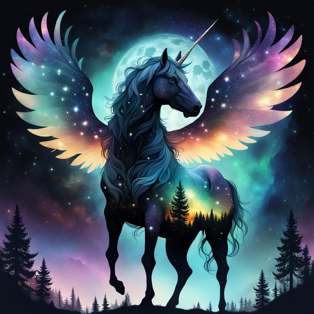 Winged Centaur Double Exposure in Galaxy