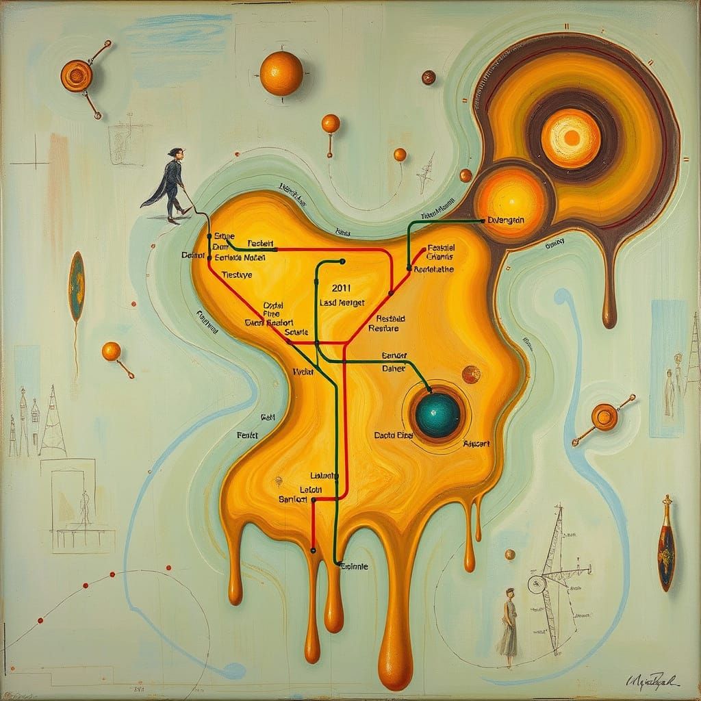 Surreal Subway Map in Salvador Dali Style