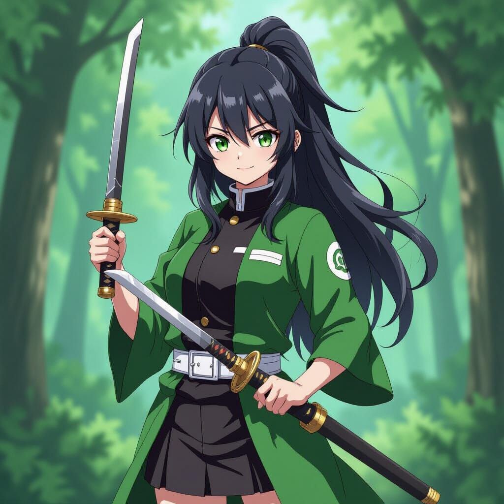 Crystal Nature Hashira in Dynamic Illustrative Style