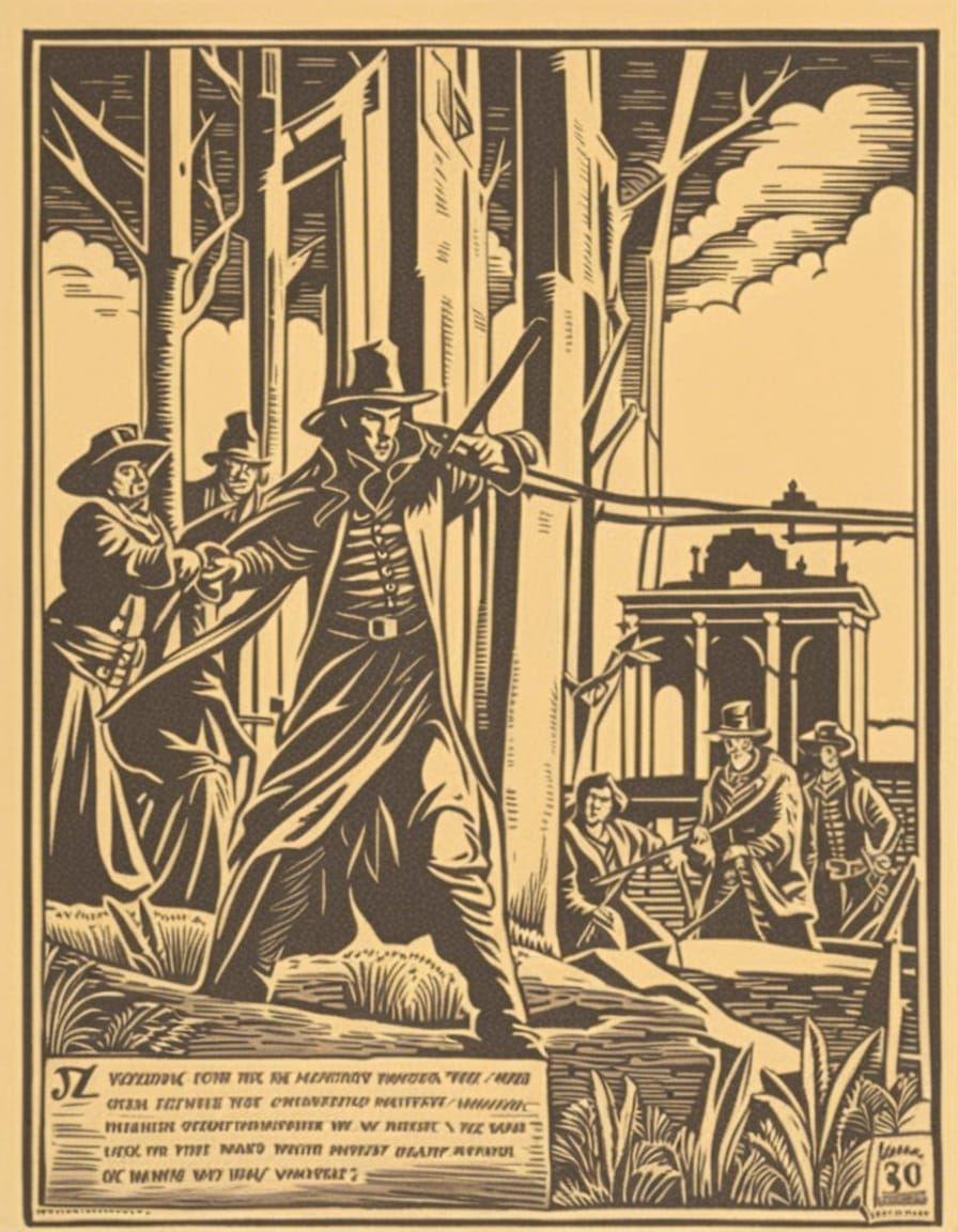 Vampire Hunter in Woodcut Style