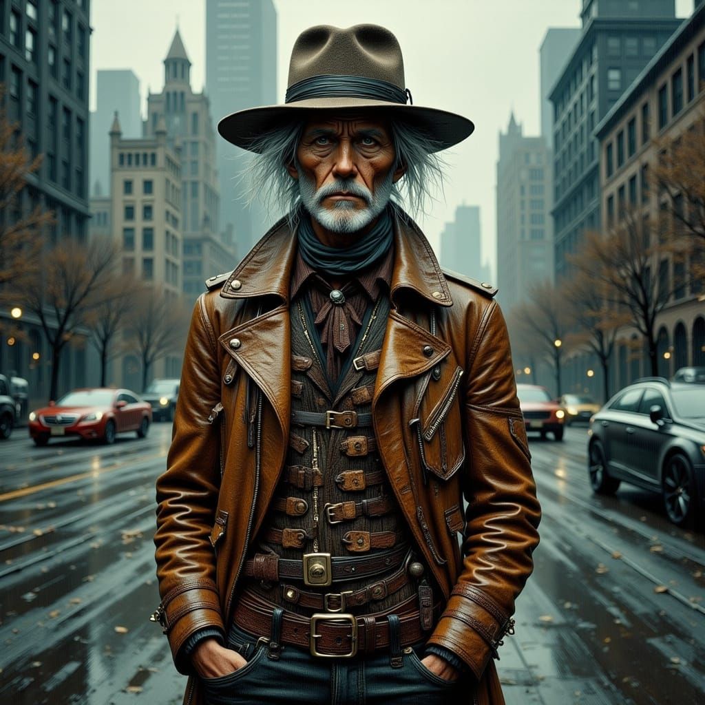 Rainy Day Melancholy in Vibrant Impasto Style