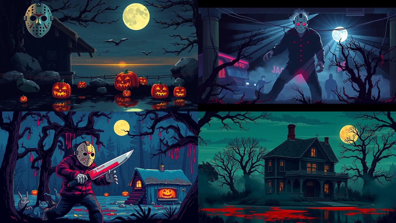 Halloween Horror Show in Pixel Art Style
