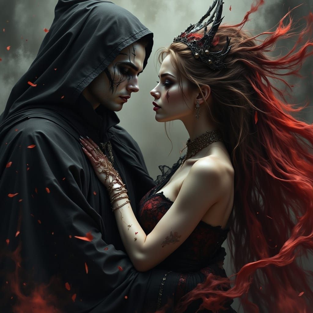 Dark Fantasy Battle Between Darkness and Demon Witch
