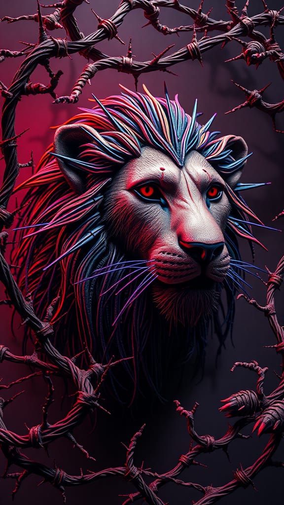 Barbed Wire Lion in Crimson Labyrinth