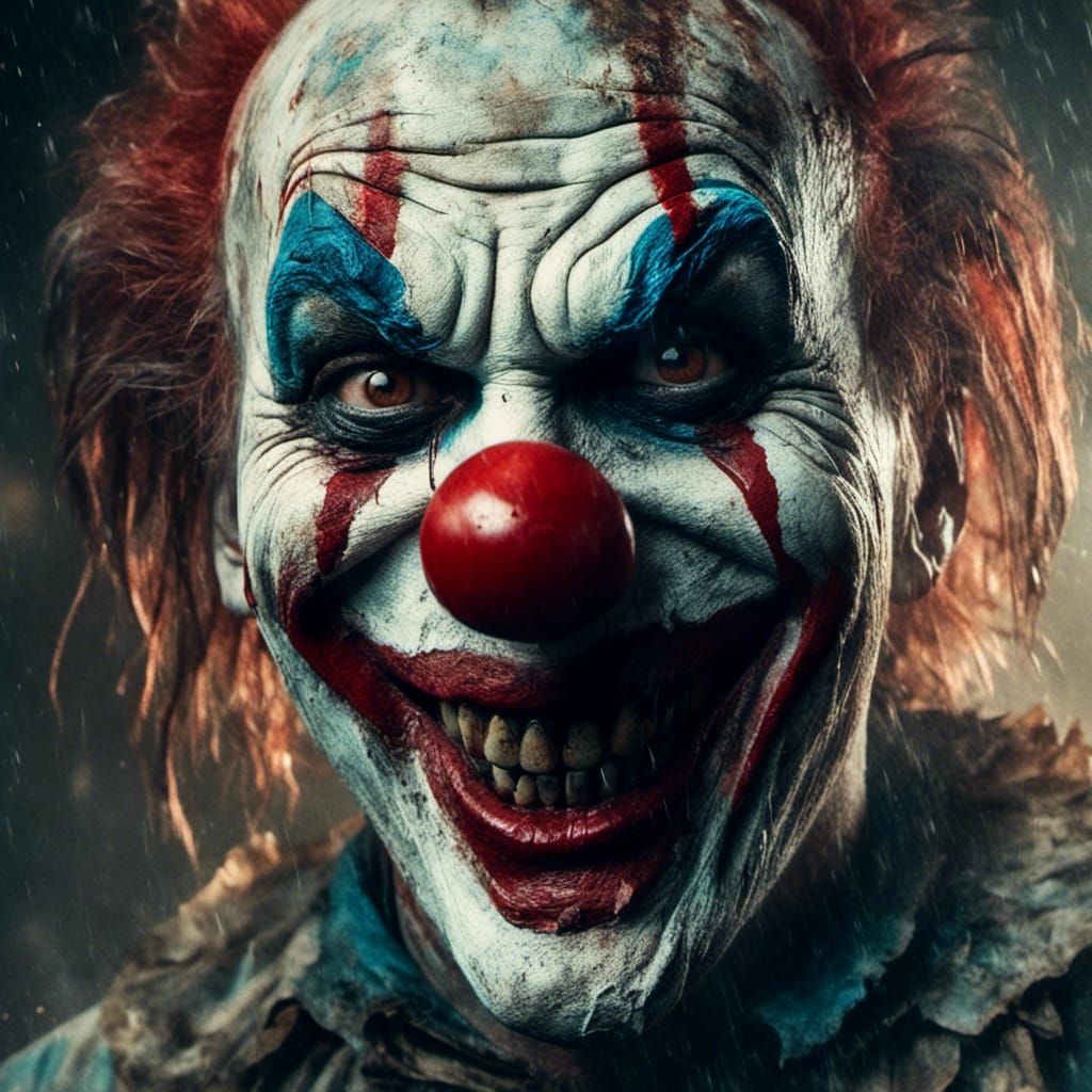 Humorless Clown in Hyperrealistic Splash Art Style