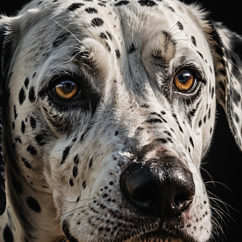 Dalmatian Dog Portrait in Black and White