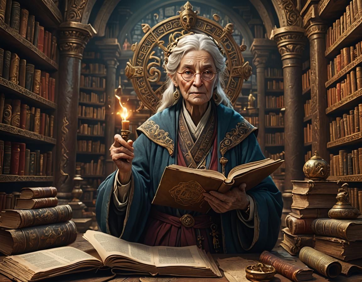 Goddess of Wisdom with Scroll: Fantasy Concept Art