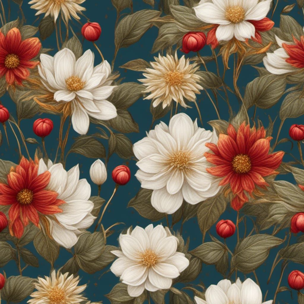 Gold Trimmed Magnolia Blossoms