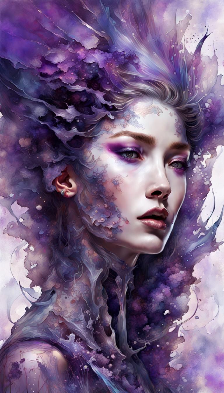 Elegant Zombie Portrait in Purple Monochrome