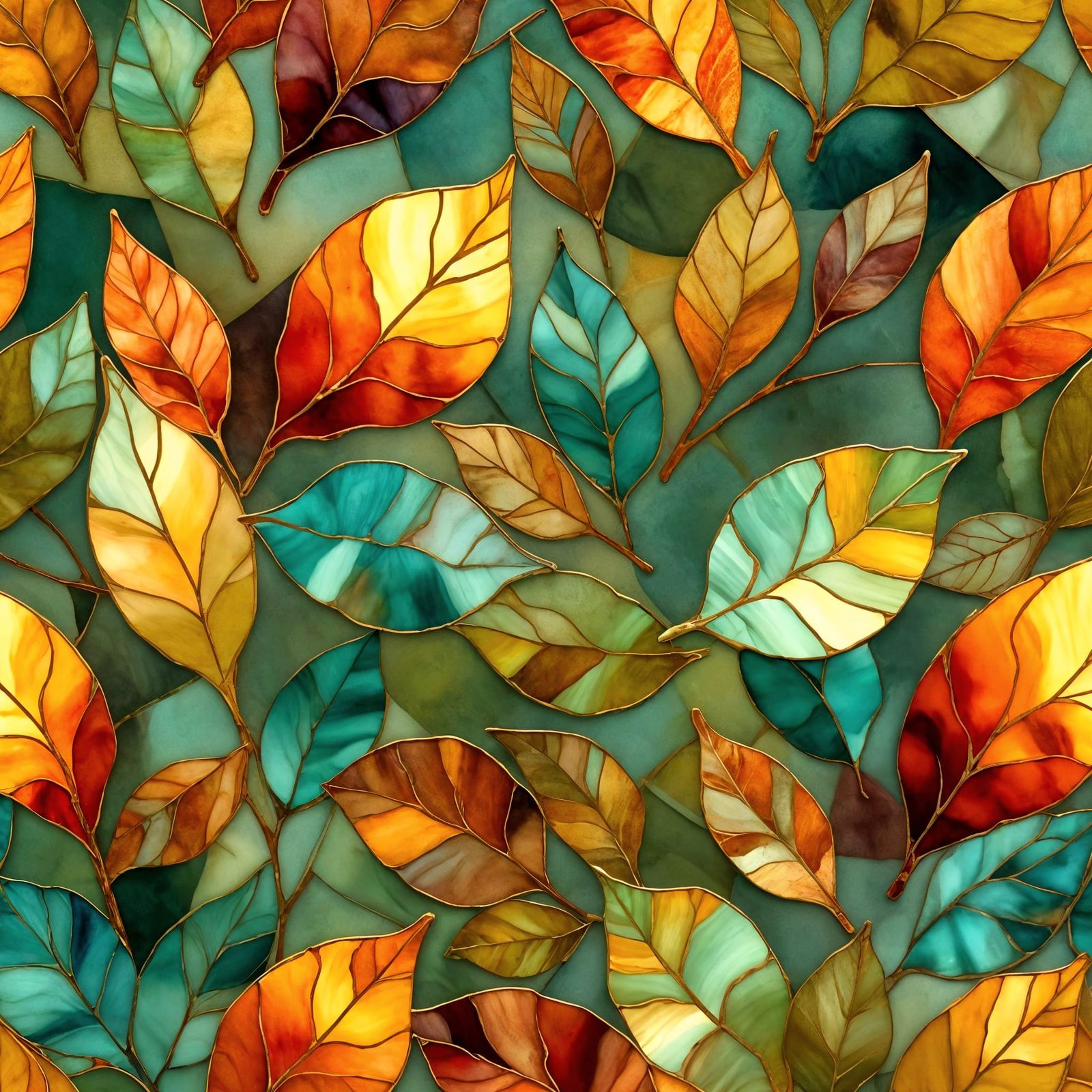 Ethereal Fall Landscape in Earthy Folk Art Style