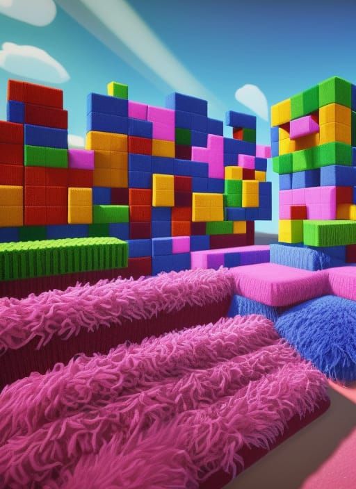 Tetris in Yoshi's Wooly World: 3D Knit Rendering