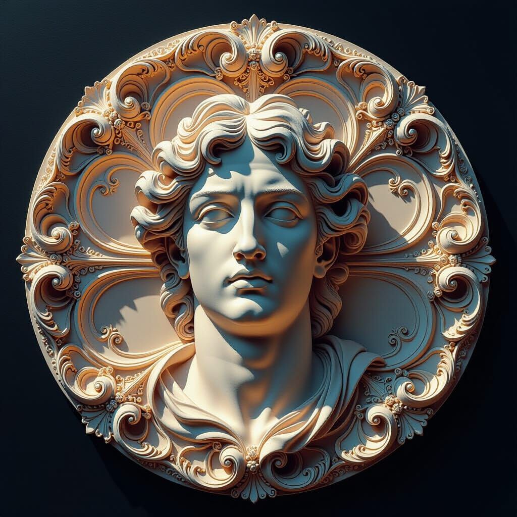 Intricate Sculpture Masterpiece with Dramatic Lighting