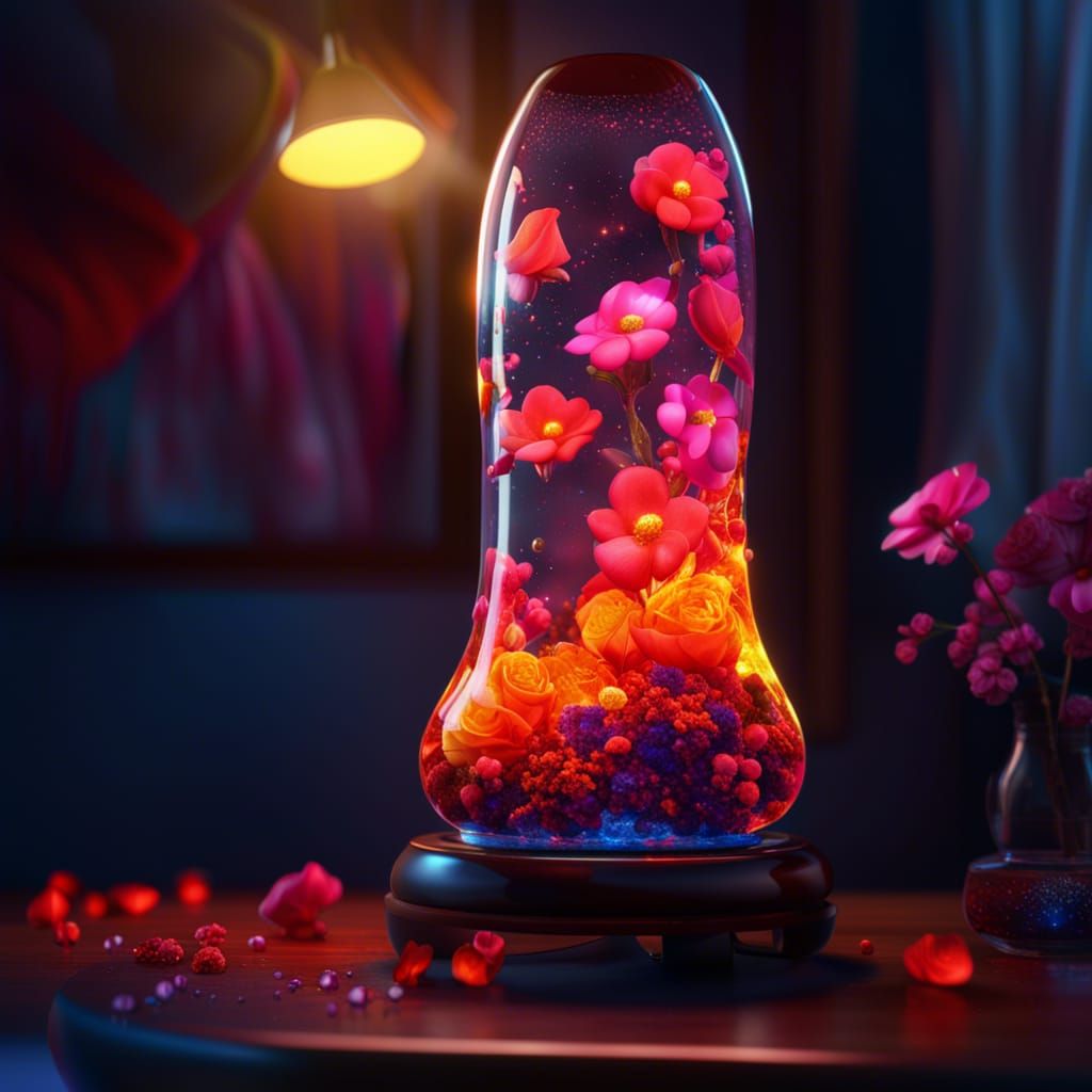 Lava Lamp with Lava-Gel-Flowers: Fantasy Concept Art