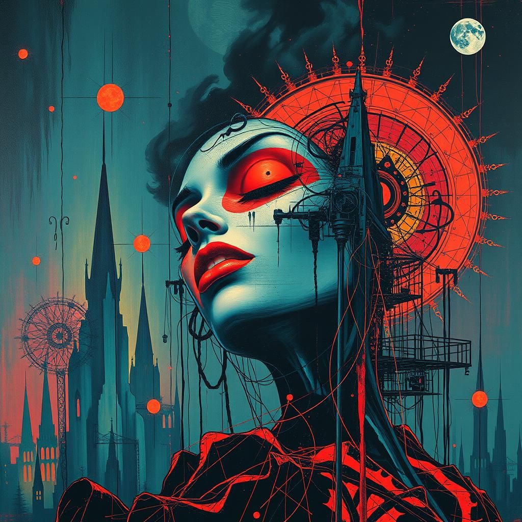 Dystopian Art Deco Horror Album Cover