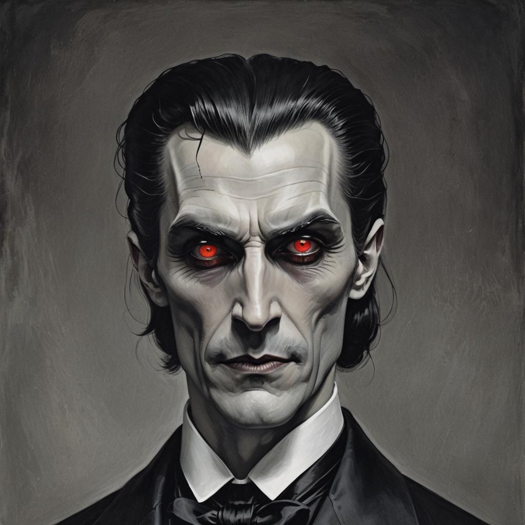 Dark and Impressive Count Dracula in Gothic Castle