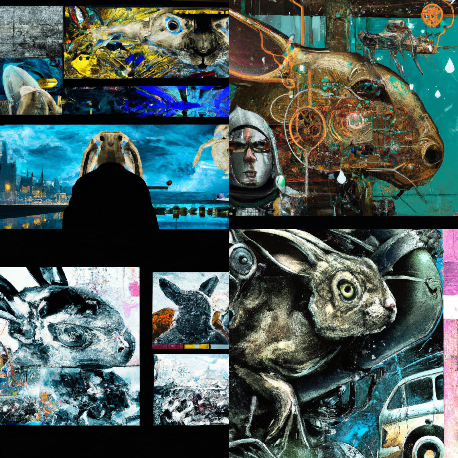Cyberpunk Water Rabbit Graffiti Movie Poster