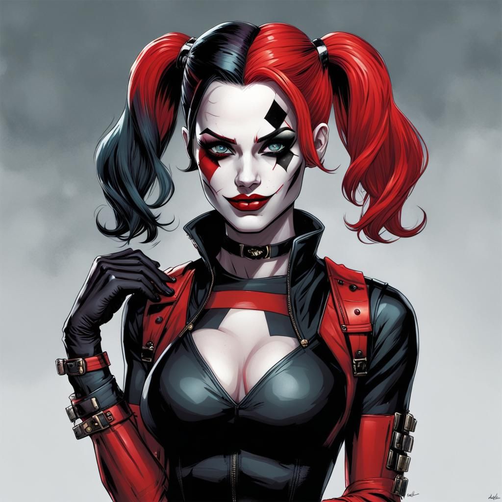 Harley Quinn with Red and Black Suit