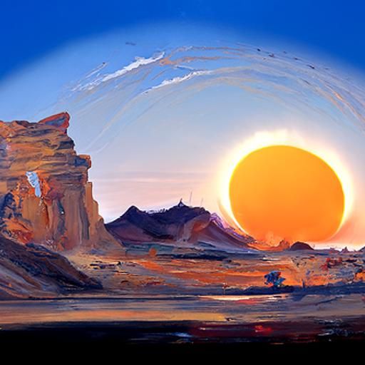 Desert Sunrise Oil Painting in Representational Style