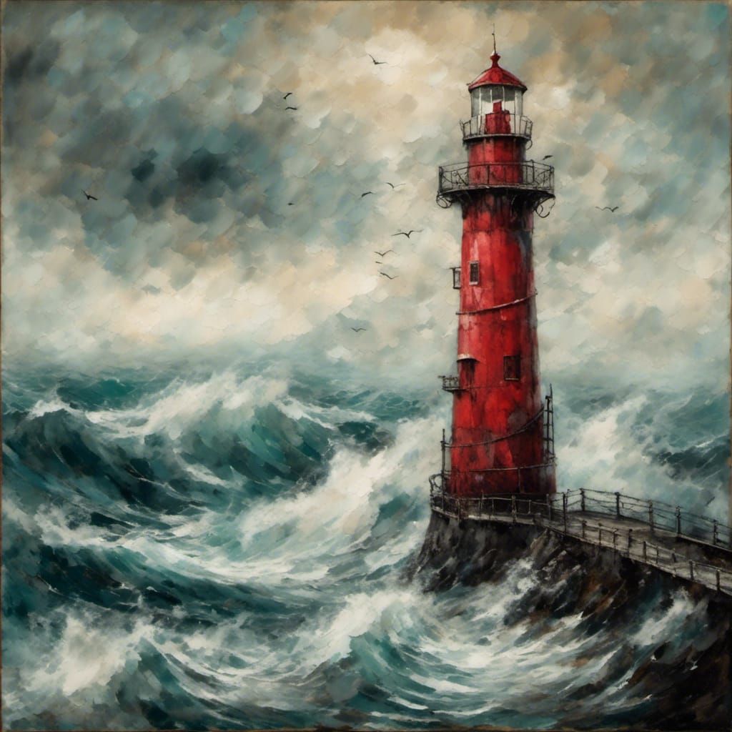 lighthouse against the angry sea
