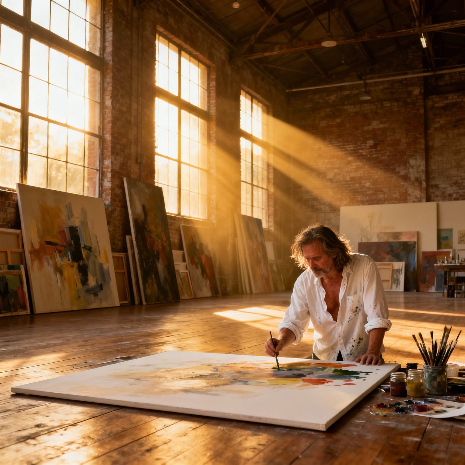 Painter's Loft Bathed in Golden Sunlight