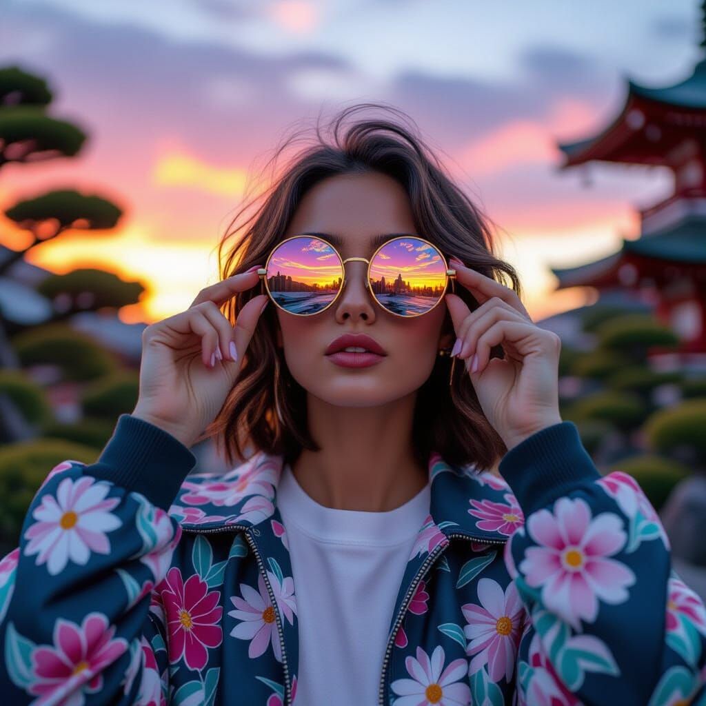 Dramatic Portrait in Tokyo with 90s Sunglasses