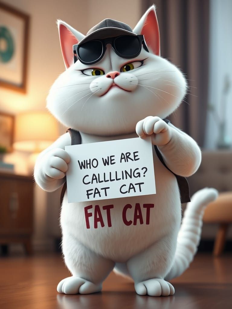 Trendy Chubby Cat's Fierce Pixar Caricature