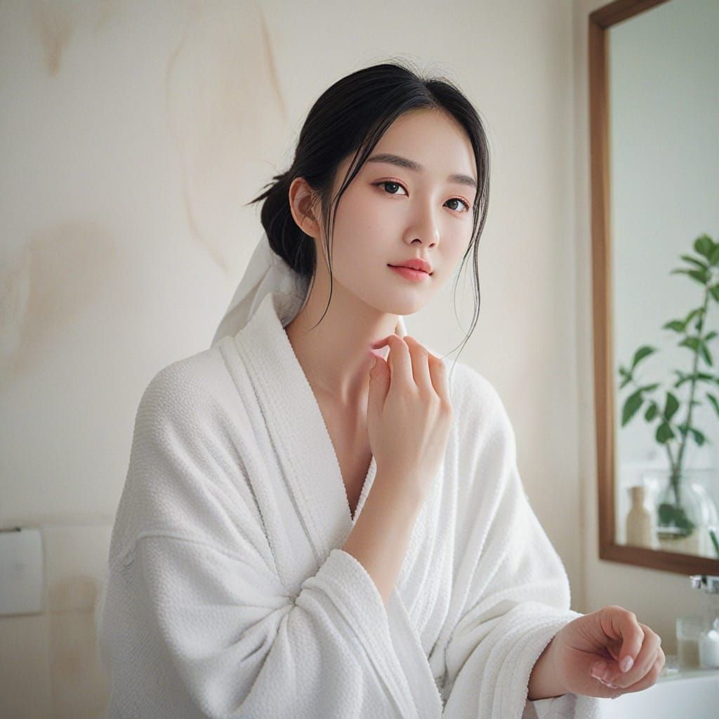 Elegant Anime Woman in Soft Focus, Gentle Lighting