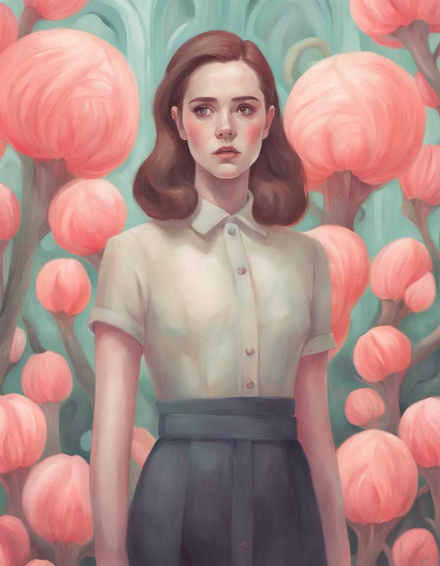 Zoey Deutch Portrait in Dreamlike Style