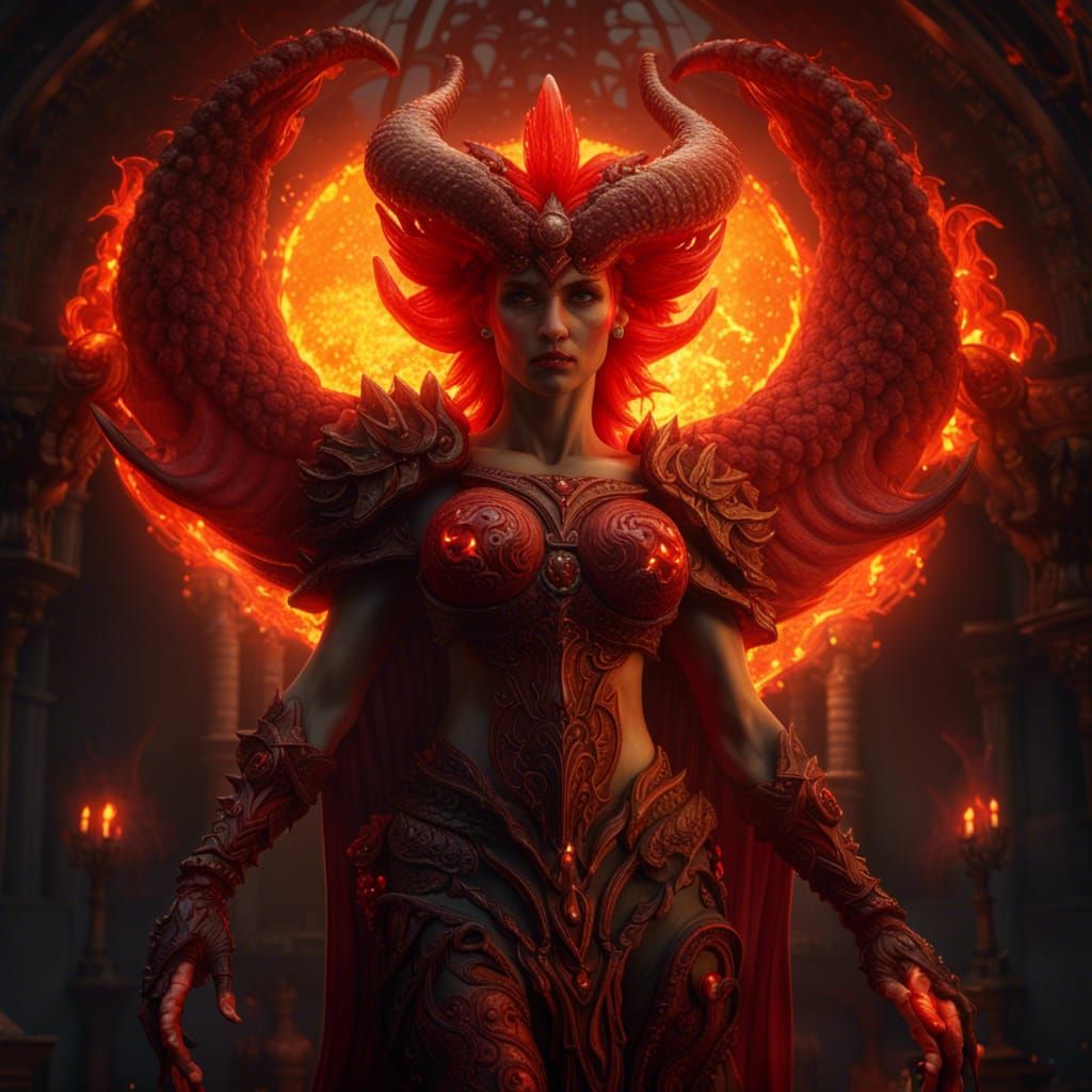 Lilith from Diablo: Mythical Creature in Fiery Art