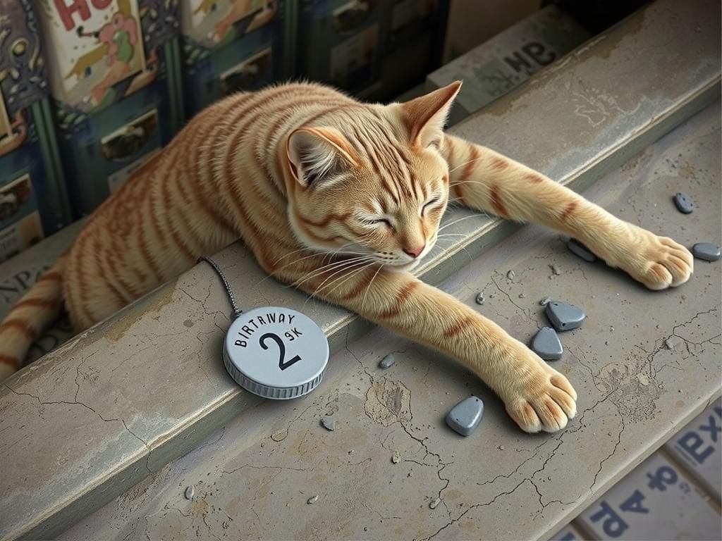 Sleeping Cat Watercolor Dark Fantasy Concept Art