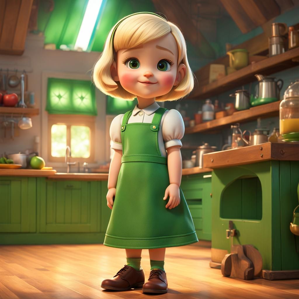 Girl with Blonde Bob in Pixar 3D Style