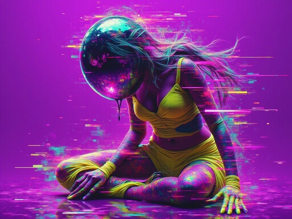 Glitched Breakdancer in Glitchcore Style