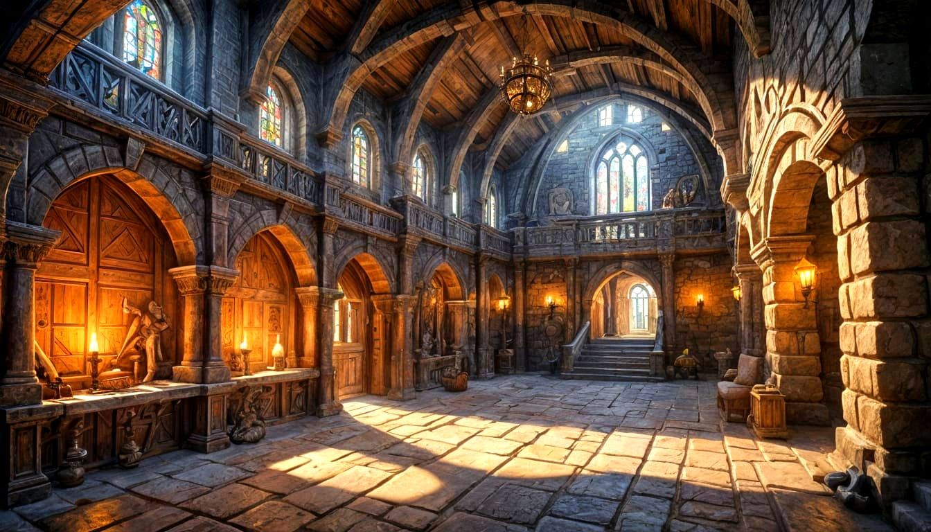 Medieval Dungeon Bird's Eye View in Hyperrealistic Style