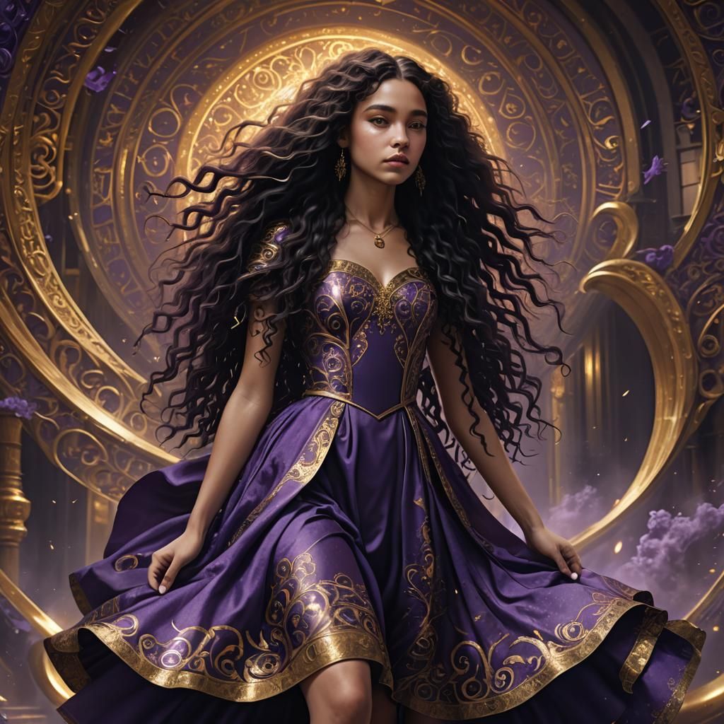 Teenage Girl in Purple Dress: Digital Matte Painting