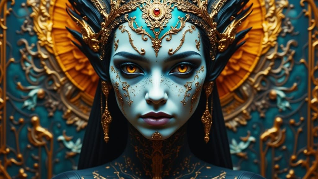 Regal Alien Woman Mandala Portrait