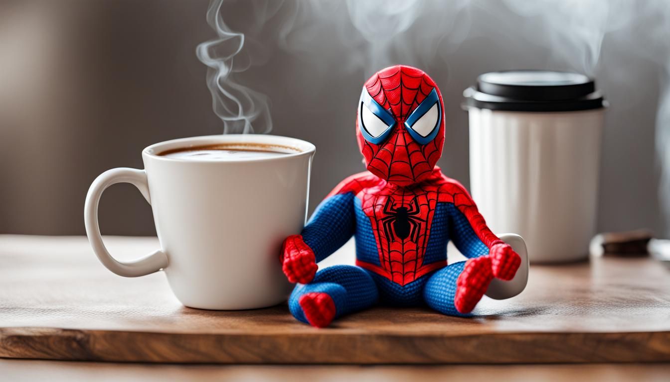 Cute Spider-Man Enjoying Morning Coffee