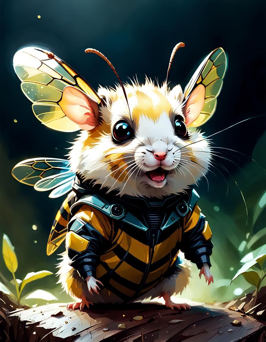 Hamster as Wasp: Digital Art Illustration