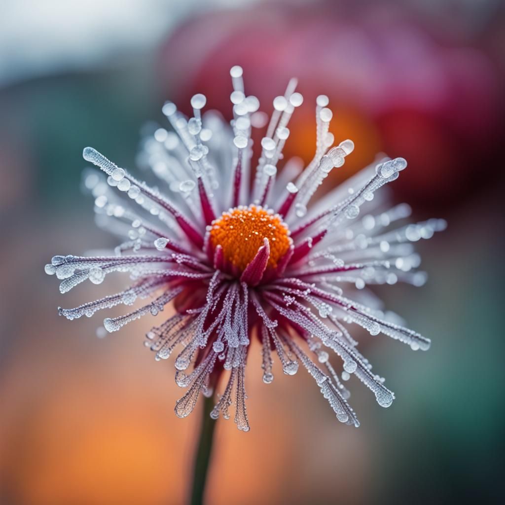 Detailed Colorful Frozen Flower in Professional Photography ...
