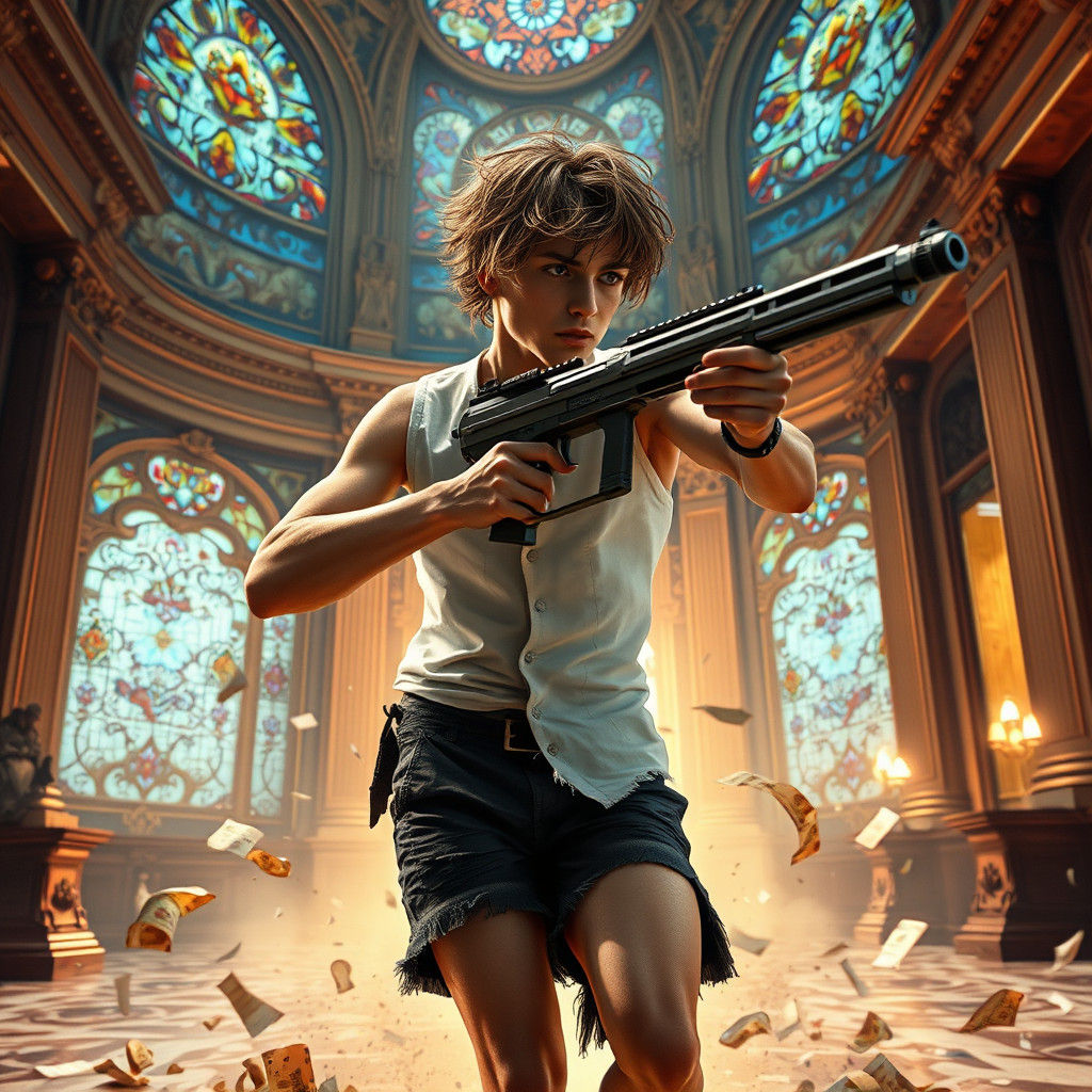 Cyberpunk Bank Heist in a Lavish Baroque Setting