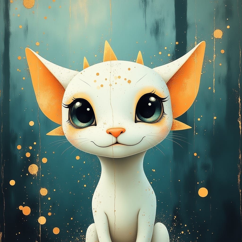 Whimsical Baby Dragon Portrait in Pastel Fantasy Forest