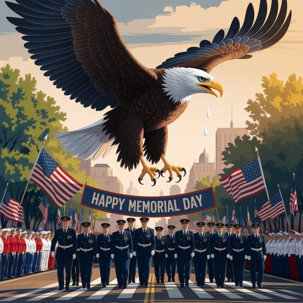 Eagle Crying Over Memorial Day Parade