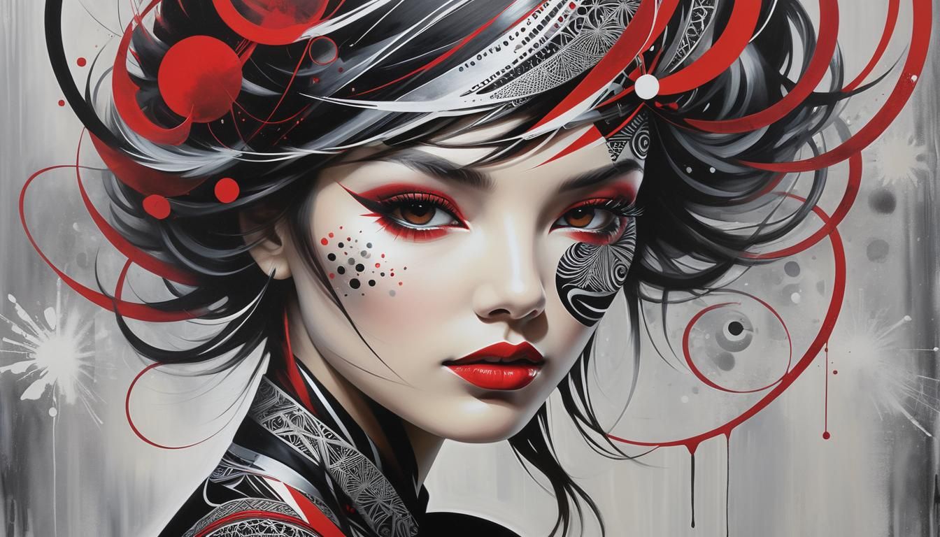 Abstract Woman with Symmetrical Digital Art in Gothic Style