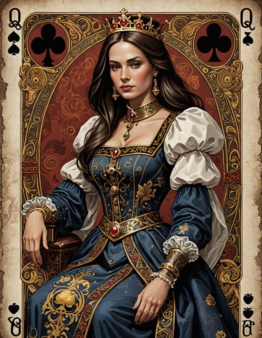 Queen of Clubs: Spiritual Brunette Woman