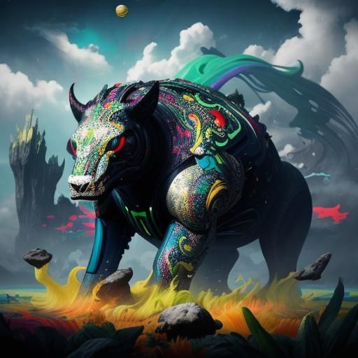 Vibrant Psychedelic Surrealism in Vivid Colors