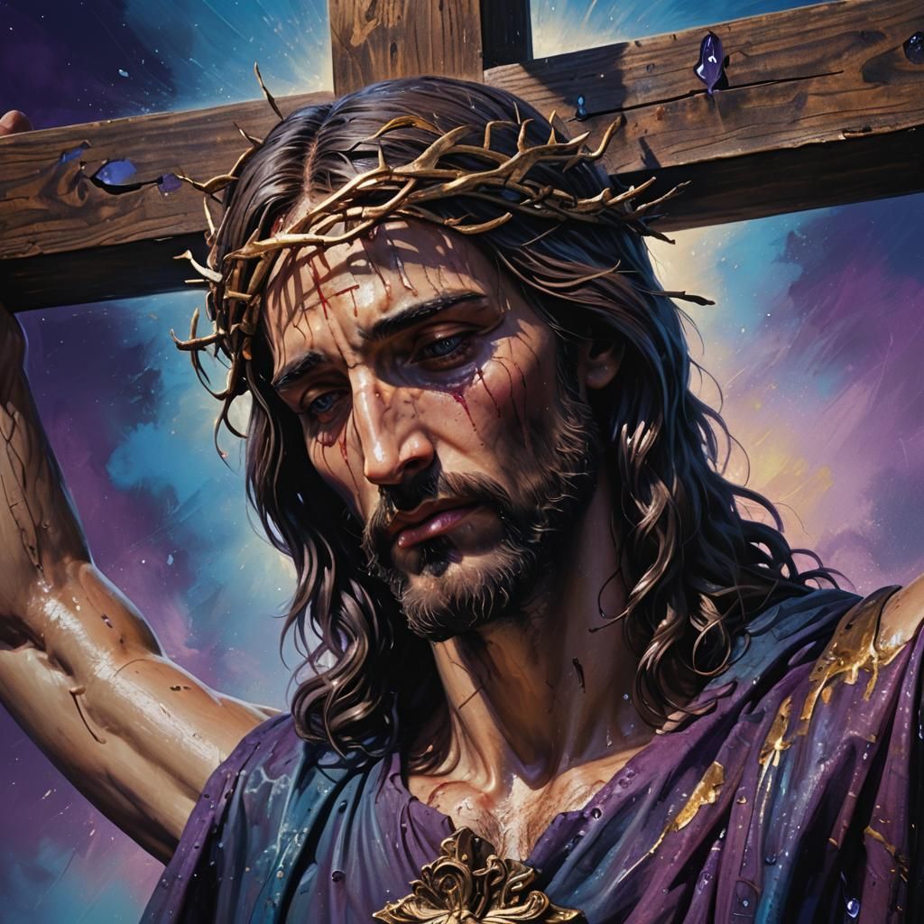 Emotional Image of Christ on the Cross in Darkness