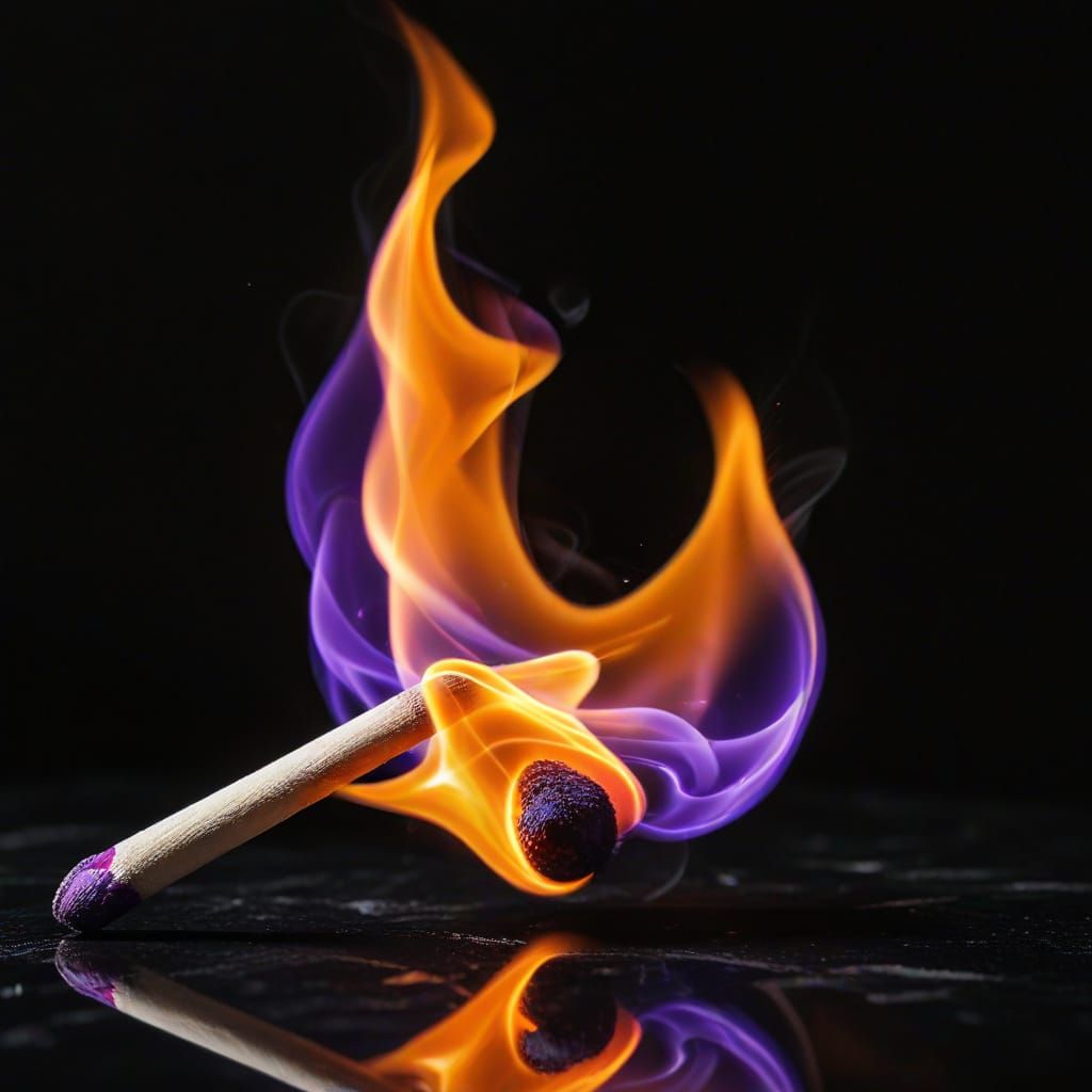 Flickering Inferno of Purple and Orange Flames