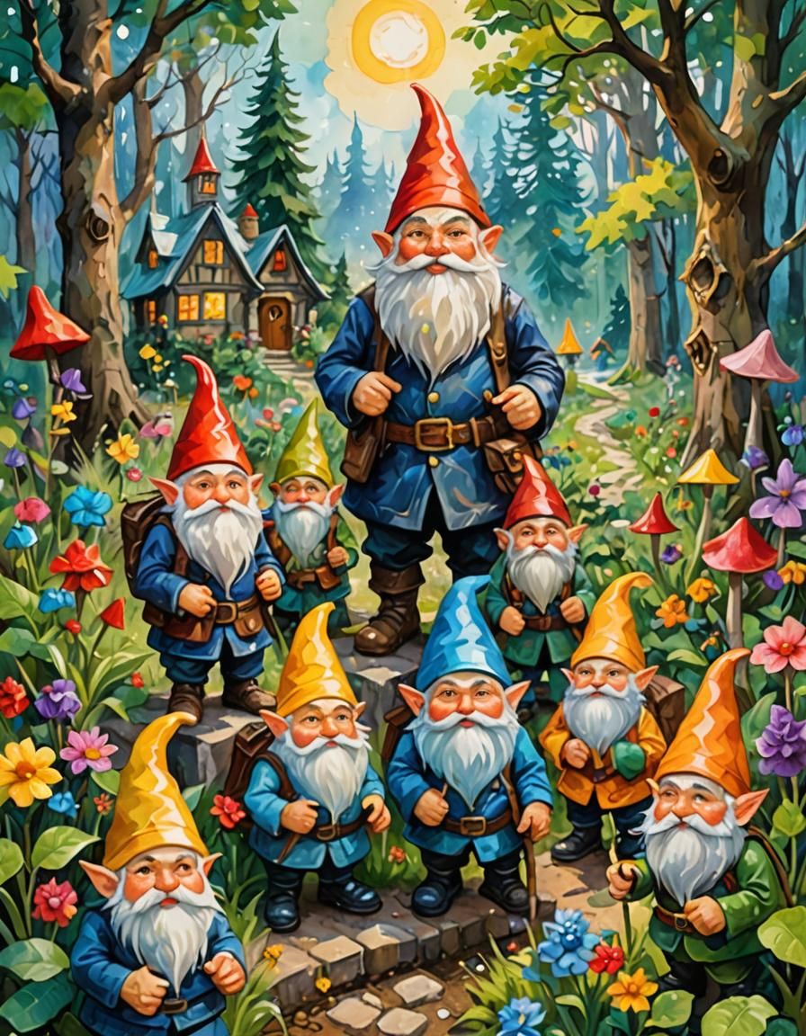 Gnomes and Fey in Magical Impressionist World